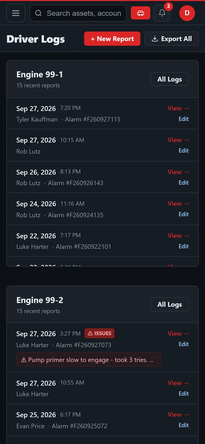 Driver logs on a phone