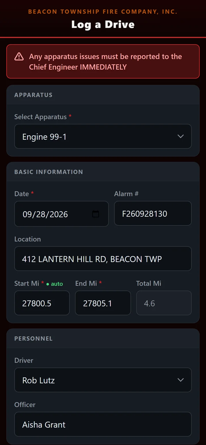 Logging a drive on a phone