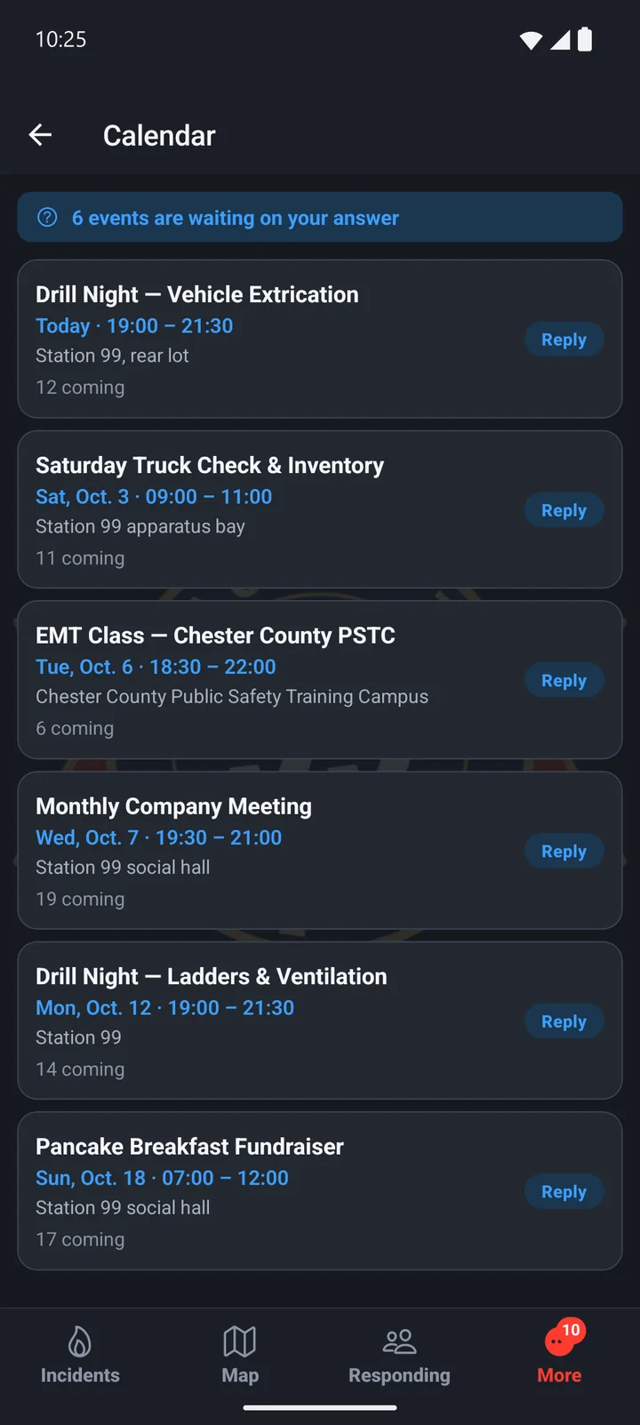 Turnout calendar