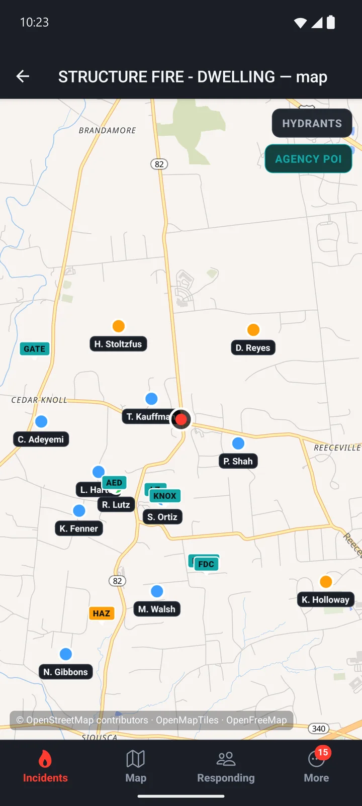 Map of members responding
